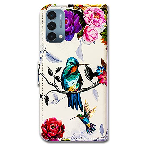 Image of Bcov Case for OnePlus Nord N200 5G, Hummingbird in Flowers Bird Leather Flip Phone Case Wallet Cover with Card Slot Holder Kickstand for OnePlus Nord N200 5G