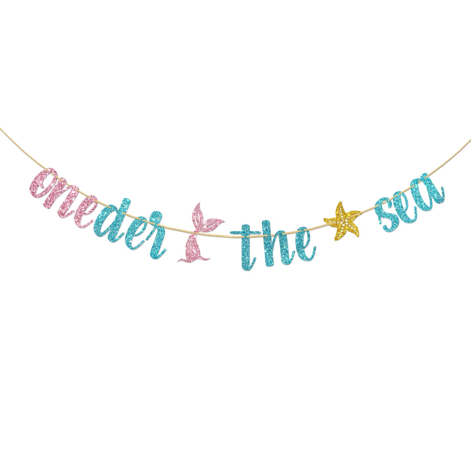 Dalaber Oneder the Sea Banner, Ocean Theme 1st Birthday/Baby Shower Party Sign, Happy 1st Birthday/Under the Sea, Mermaid 1th Bday Party Decoration
