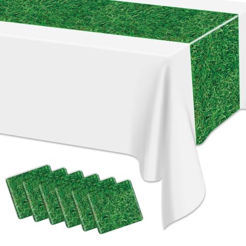 APUXXJUPA Grass Table Runner 6 Pcs Disposable Green Grass Table Runners for Golf Party Decorations Wedding Baby Shower 14 x 108 inch
