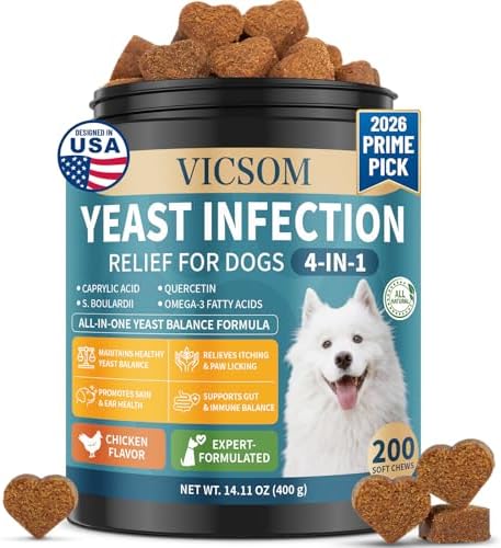 VICSOM Yeast Infection Treatment for Dogs, 200 Soft Chews Natural...