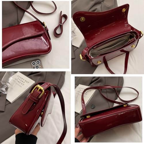 Y2K Shoulder Bag for Women - PU Leather Clutch Purse Handbag Tote With 2 Removable Straps - Crossbody3