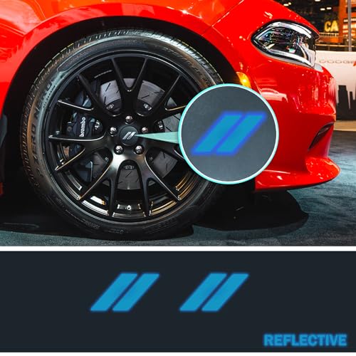 Image of IPG Compatible for Dodge Charger Challenger Durango Wheel Center Cap Decal Sticker Wrap Kit Personalize Your Vehicle (Inner Logo, Reflective - Blue)