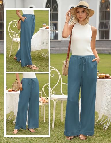 Image of GRACE KARIN Women Linen Pants Wide Leg Casual Palazzo Pants Trousers