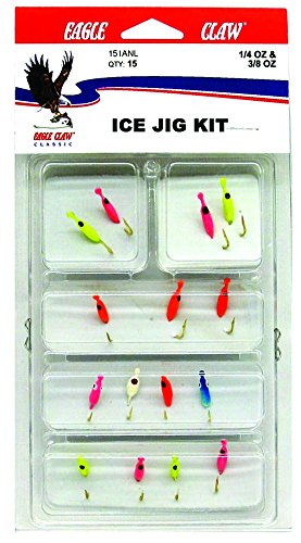 Eagle Claw Assorted Ice Jig Kit, Assorted Colors, Small