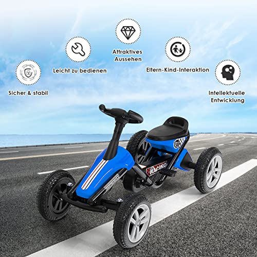 COSTWAY GoKart with Pedals and Steering Wheel, Kids Rear Wheel Drive