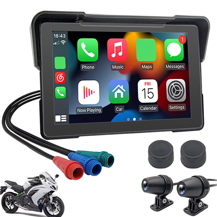 Aggiornamento 7 pollici moto Carplay GPS navigazione senza fili CarPlay/Android Auto per moto GPS Bluetooth CarPlay navigatore (Player+DVR+TPMS)