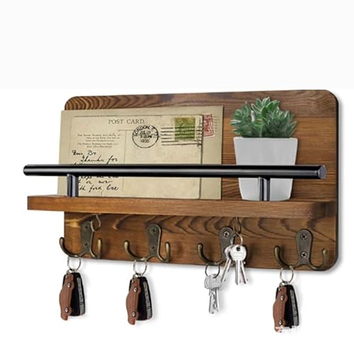 キーフック 玄関 木製 壁掛けフック 鍵置き 鍵掛け キーハンガー おしゃれ 収納ラック 飾り棚 小物ホルダー 壁面収納 高耐荷重 ウォールラック コート 帽子 小物 タオル洋服掛け (C)