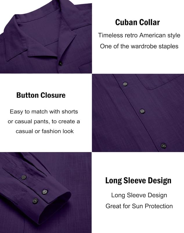 Image of Combo of Men's Casual Cotton Blend Shirt || Long Sleeve Button Down with Spread Collar | Lightweight Breathable Fabric | Stylish Solid Shirt for Beach, Office & Everyday Wear Pack of 2