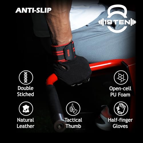 19.ten Leather Gym Gloves For Men And Women, Gloves For Professional Weightlifting, Fitness Training And Workout (M (Fits 7.5-8 Inches), Blue-Black) 8 51Xn9yGsjJL