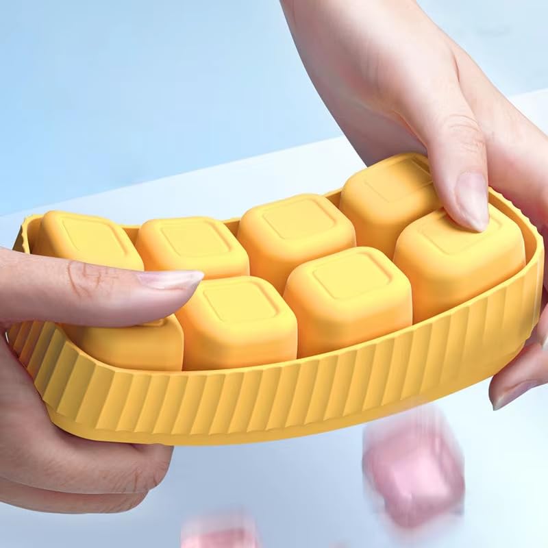 Image of 8 Large Hexagon Ice Cube Mould | Silicone Ice Cube Tray | Stackable Flexible Easy Release Freezer Tray for Ice, Juice, Chocolate & Drinks (Pack of 1)