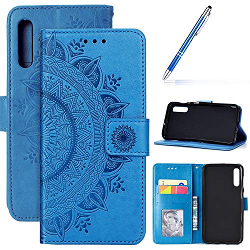 Robinsoni Case Compatible with Samsung Galaxy A50S Phone Case Wallet Galaxy A50S Leather PU Phone Cover Shockproof Kickstand Case Flip Note Book Style Phone Cover Heavy Duty Case 3D Flower Rose Gold