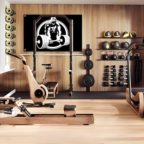 Image of Gorilla Weightlifting Flag 3x5 Ft Motivational Fitness Inspirational Flags for Home Gym Decor College Room Wall Garage Flag Banner Decor (DPOIS-0828)