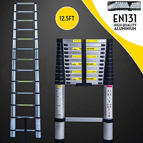 3.8Meter 12.5ft Telescopic Stainless Steel DIY Extendable Ladder, EN131, Max Capacity 150kg 2 3.8Meter 12.5ft Telescopic Stainless Steel DIY Extendable Ladder, EN131, Max Capacity 150kg - Image 2