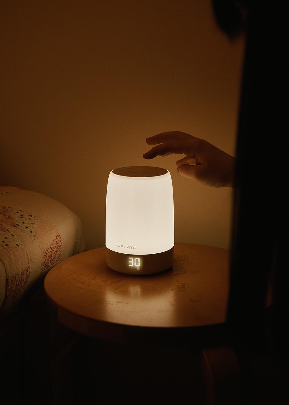 CREATE/BABY DREAM CONNECT/Lámpara de sueño y ruido blanco para bebés con WiFi verde sage/Conexión Bluetooth. 3 funciones. 32 pistas de audio. 8 modos de iluminación LED. 10h de autonomía. 3W