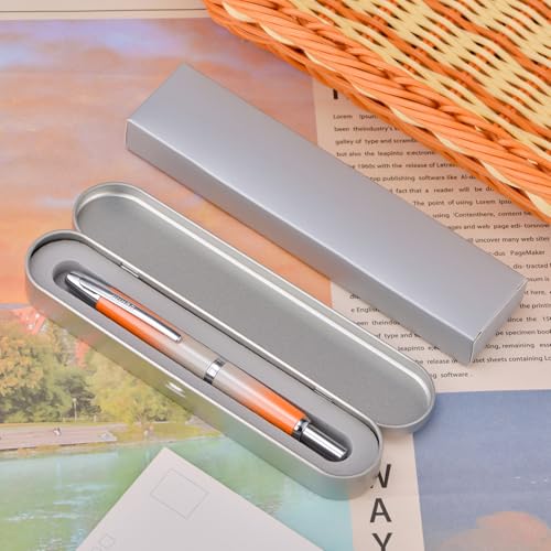 Image of Jinhao 10 Press Fountain Pen with Box, Gradient Light Orange Retractable Extra Fine Nib with Ink Converter Set (Silver Clip)