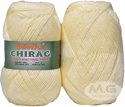 Image of Chirag Knitting Yarn, Bigboss Cream (600 gm) Wool Ball Hand Knitting Wool /Art Craft Soft Fingering Crochet Hook Yarn, Needle Knitting Yarn Thread Dyed