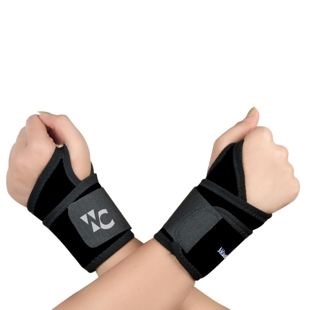 Wonder Care Neoprene Wrist Band [Left Right Combo] with Thumb Loop for Men & Women, Elastic Wrist Compression Wrap for G