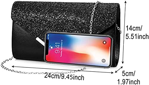 Tskybag Women Envelope Clutch Bag Wedding Evening Handbag Chain Shoulder Bag Party Prom Wedding Sequins Evening Clutch Purse