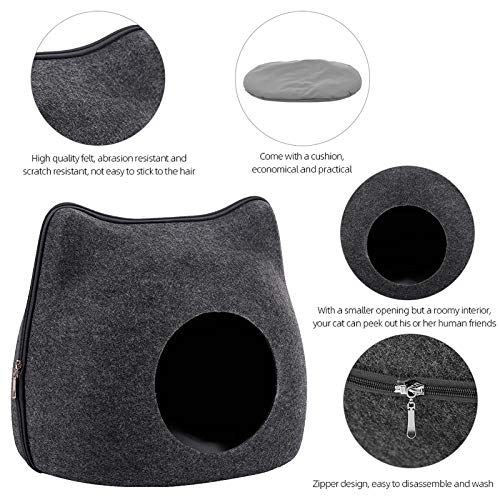Panier de maison pour chat lavable et stable en feutre marron
