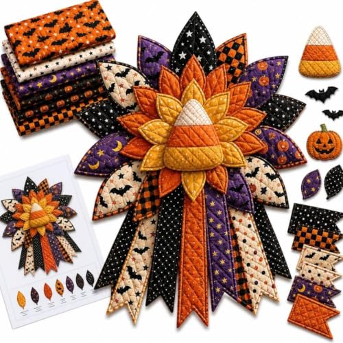 2026 New DIY Quilted Halloween Pumpkin Door Hanger Kit，#G