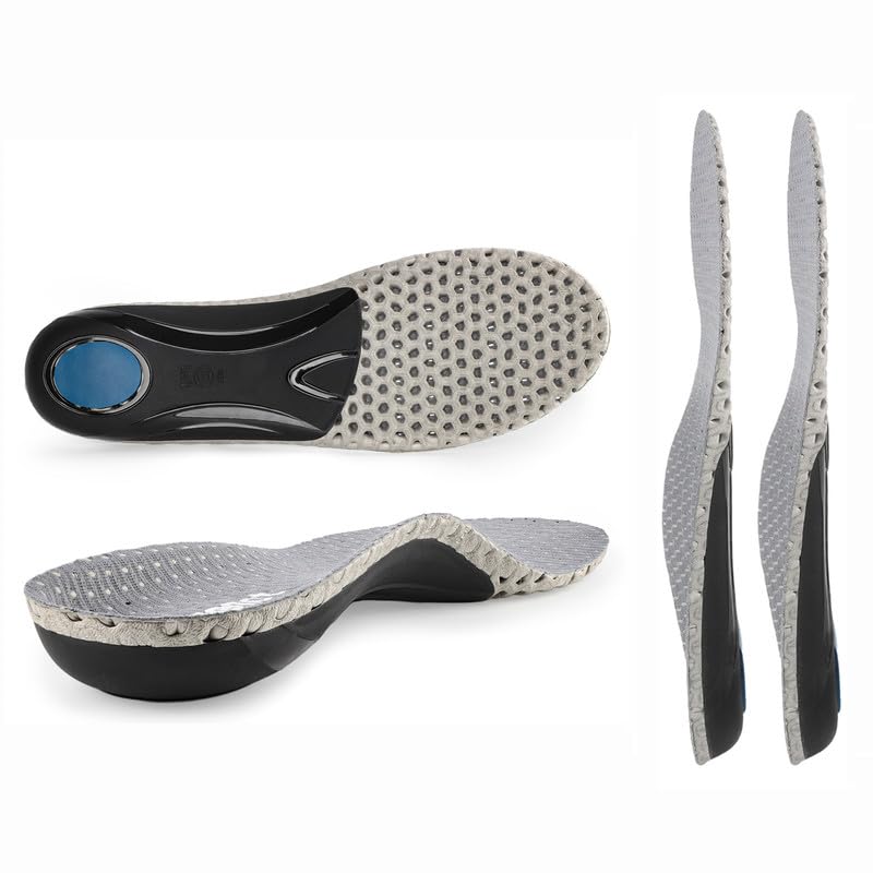 riemot 2 Paar Orthopädische Einlegesohlen Fersensporn Einlagen Hohe Fußstütze Schuheinlagen für Plattfüße,Plantarfasziitis,Fußschmerz Komfort Herren Einlegesohlen Grau EU42