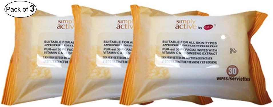 Make Up Remover-Vitamin C & Ginseng Extract (30 Wipes) (Pack of 3) by Purest