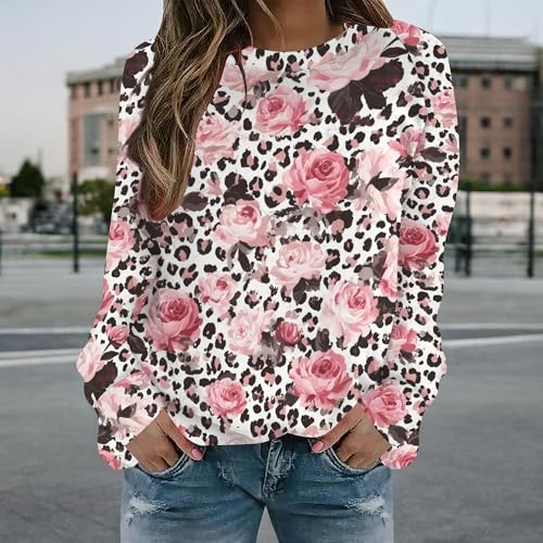 Costaric Women's Long Sleeve Sweatshirts Western Aztec Sweatshirts Loose Retro Crewneck Floral Graphic Casual Pullover Top3