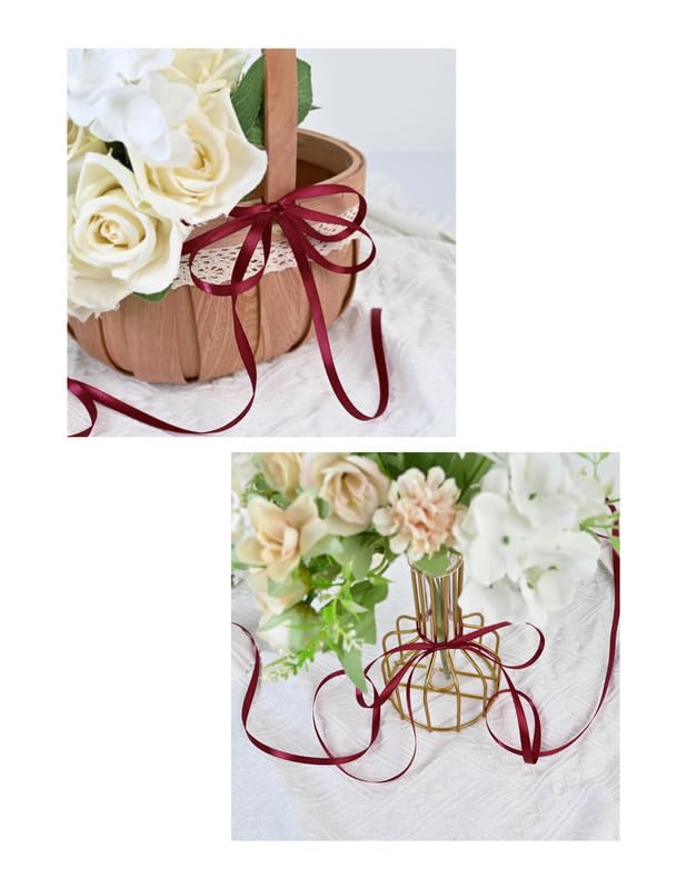 TOWNBUS - 6mm Burgundy | 100 Yards | Double Face Satin Polyester Ribbon | Fabric Tape for Gift Wrapping,Scrapbooking, Flower Bouquet, Arts and Crafts, DIYs 1
