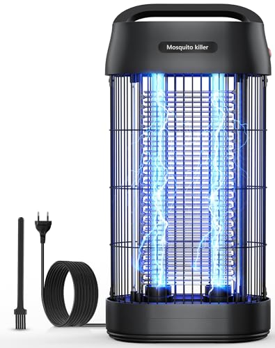 Lámpara Antimosquitos, 3000V UV Mata Mosquitos Electrico, Lampara Mosquitos Silenciosa, No tóxico e Inodoro, Resistente al Agua IPX4, para Interior, Exterior, Cocina, Dormitorio, Jardín(100m²)