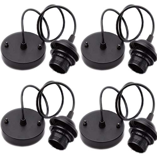 KuLio Ceiling Rose Pendant With Lamp Holder fitting Accessories Kit Set For E26/E27 Screw-type Bulb Light (Pack of 4)