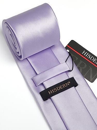 Image of HISDERN Mens Solid Color Ties Formal Satin Necktie and Pocket Square Set Classic Wedding Business Tie & Handkerchief
