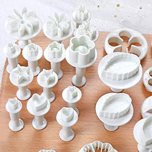M Moacc Cake Tools 36 Piece Fondant Cake Cookie Plunger Sugarcraft Flower Leaf Butterfly Heart Shape Decorating Mold Diy Icing Plunger Tools #TOP3