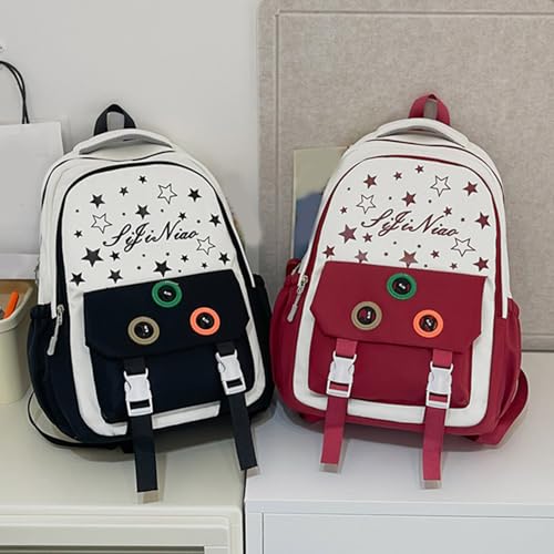 Mochila escolar con estampado de estrellas ligera para evitar dolor de espalda 7