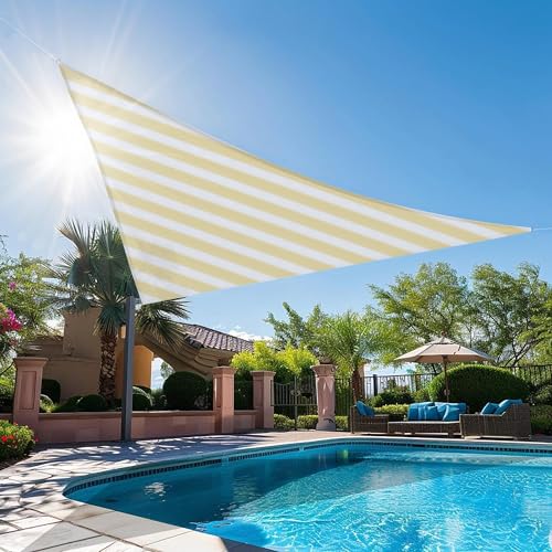 ECOOPTS 14'x18'x23' HDPE Sun Shade Sail Right Triangle Canopy Shades for Outdoor Patio Pergola Cover Blockage 95% UV Resistant(Beige White)