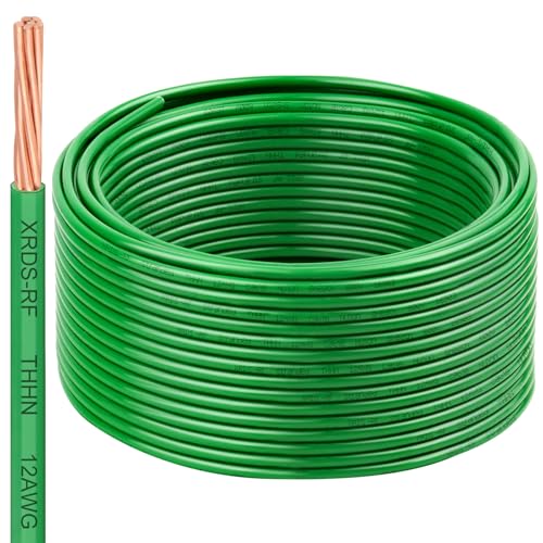 Image of 12 AWG THHN Stranded Bare Copper Wire 100FT Green Grounding Wire, Electrical Wire, 600V Rated Building Wire, Ideal for Panel Wiring, Grounding, Lighting Circuits, Control Systems