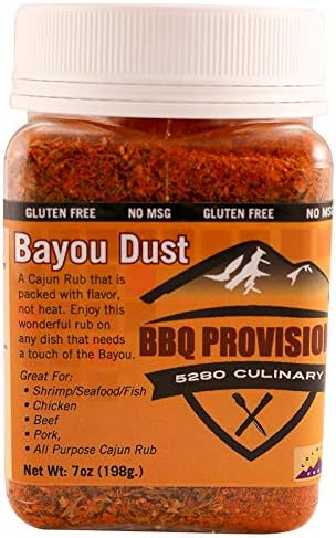 Chef J's BBQ Provisions Bayou Dust Rub, All-Purpose Cajun Rub, Not Spicy, 7 oz