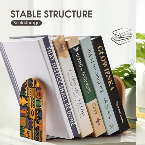 Sujetalibros de madera resistente que evita la caída de libros en salas de estudio 8