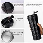 URZOP Stainless Steel Travel Coffee Mug 17OZ Tumbler Leakproof Vacuum Insulated Bottle Reusable Coffee Cup with Spill-Proof Lid(Black