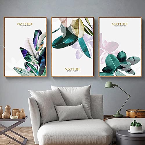 Peinture mur art prints plante verte lot de 3 toiles modernes pour chambre