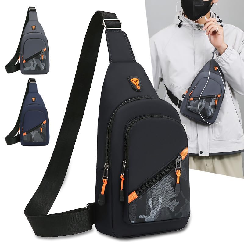 Mochila pequeña tipo bandolera negra para hombre miniatura 2
