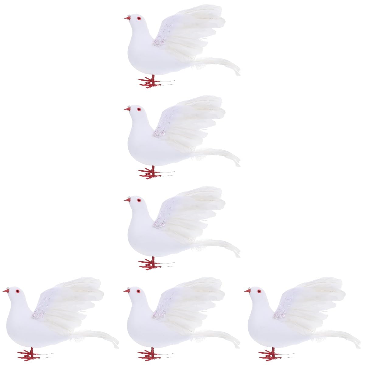 Figuras De Palomas Blancas De Resina - 6 Piezas Miniaturas Realistas Para Decoración O Manualidades