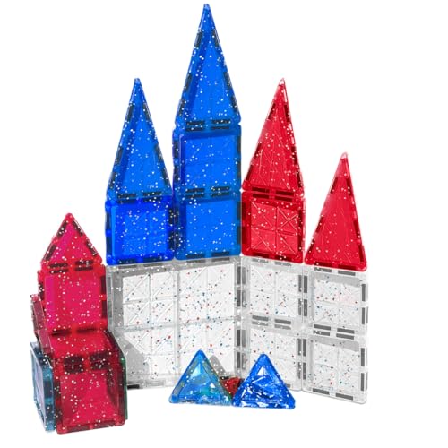 Image of CreateOn Crayola Red, White & Blue PIP Magnetic Tiles 27pc, Magnetic Kids' Building Toys, STEM Learning Travel Toys for Boys and Girls, 27-Piece Set