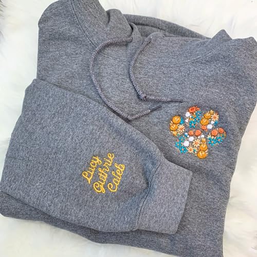 NAZENTI Custom Dog Mom Embroidered Sweatshirt with Pet Name on Sleeve, Fur Mama, Dog Lover Gifts 5