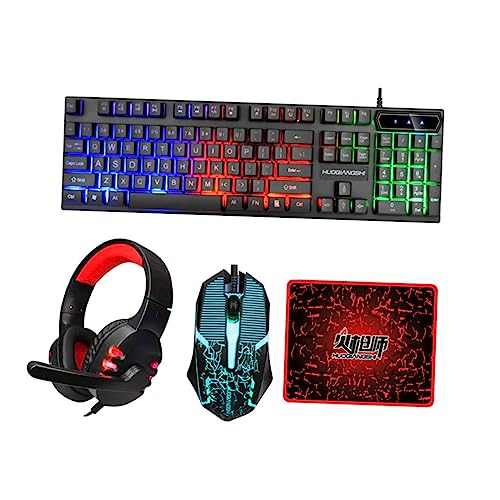 Pack Clavier Souris Casque Tapis de Souris Filaire Ergonomique