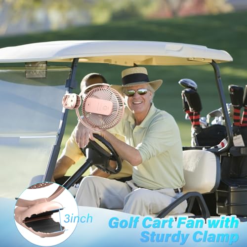 Image of 12000mAh Clip on Fan 30H Longest Runtime, 8in Portable Fan Rechargeable, Ultra Quiet with Heavy-Duty Clamp, USB Desk Fans for Golf Cart,Office Desk, Treadmill, Camping, Bedroom