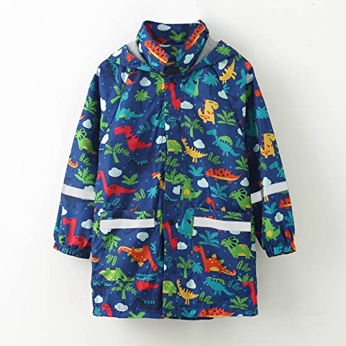 Toddler Boys Hooded Raincoat Dinosaur 𝖢artoon Print 211Y Child Unisex Windproof Rain Coat Kids Outdoor Outwear4
