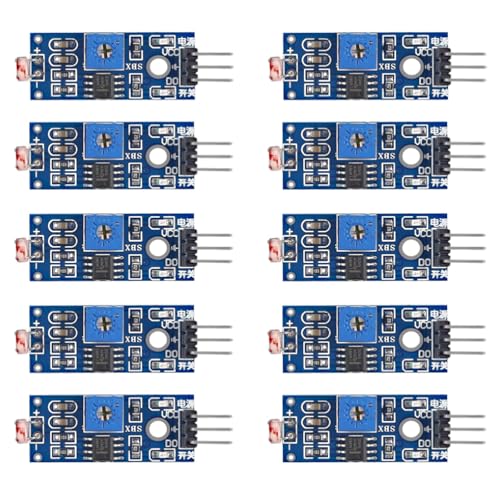 DIANN 10pcs 5MM LDR Photosensitive Sensor Module 3 Pins Light Dependent Resistor Sensor Module Digital Light Detection LM393