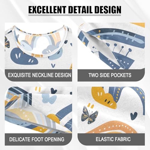 ALAZA Rainbows Butterfly Heart Pajamas Short Sleeve 2 Piece Sleepwear Top and Bottom Pajama Set Unisex4