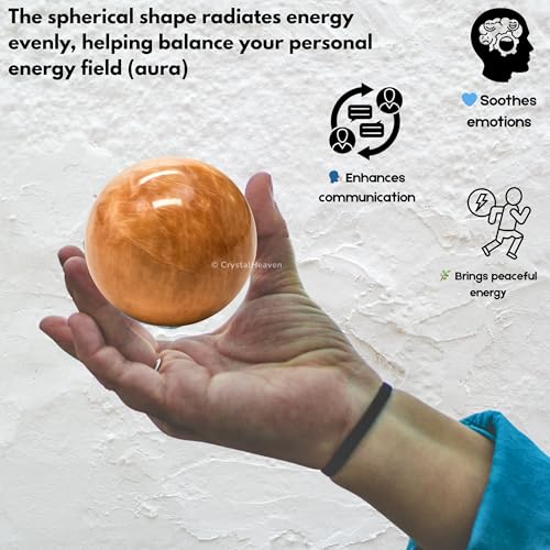 Image of Certified Peach Moonstone Crystal Ball for Meditation - Premium Crystal Vastu Items for Home and Feng Shui Items for Good Luck - Ideal for Pooja Supplies and Spiritual Practices (2 inch Inch)