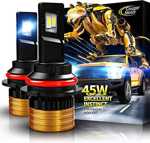 Cougar Motor 9007 Led Headlight Bulb, Hb5 90W Extremely Bright 6500K Cool White All-In-One Conversion Kit - Adjustable Beam, Halogen Replacement #TOP6